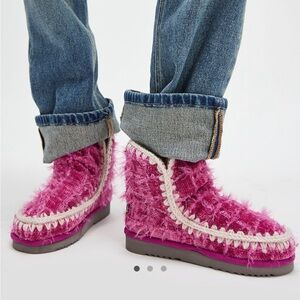 MOU WOOLY GLACIER BOOTS IN RASPBERRY PINK